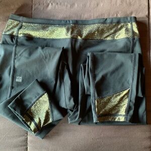 Victoria's Secret VSX Sexy Sport Tights - Black and gold size large